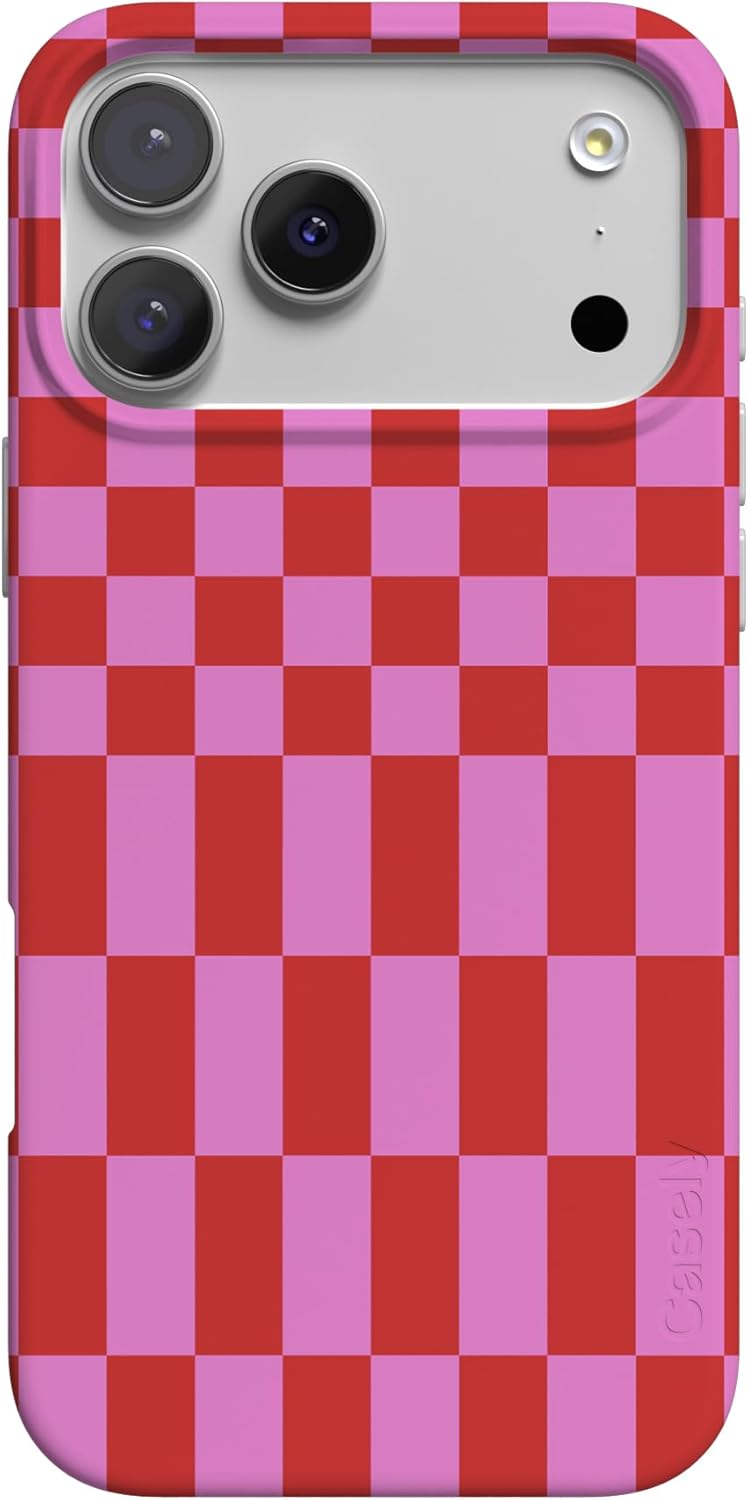 Casely iPhone 17 Pro Case | Vibe Check | Pink Checkerboard | Compatible with MagSafe | Classic Ultra Slim Design