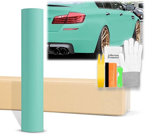 36 x 60 pulgadas (3 pies x 5 pies) ultra mate mate de vinilo verde azulado para auto, hoja de calcomanías para automóvil, tecnología de liberación
