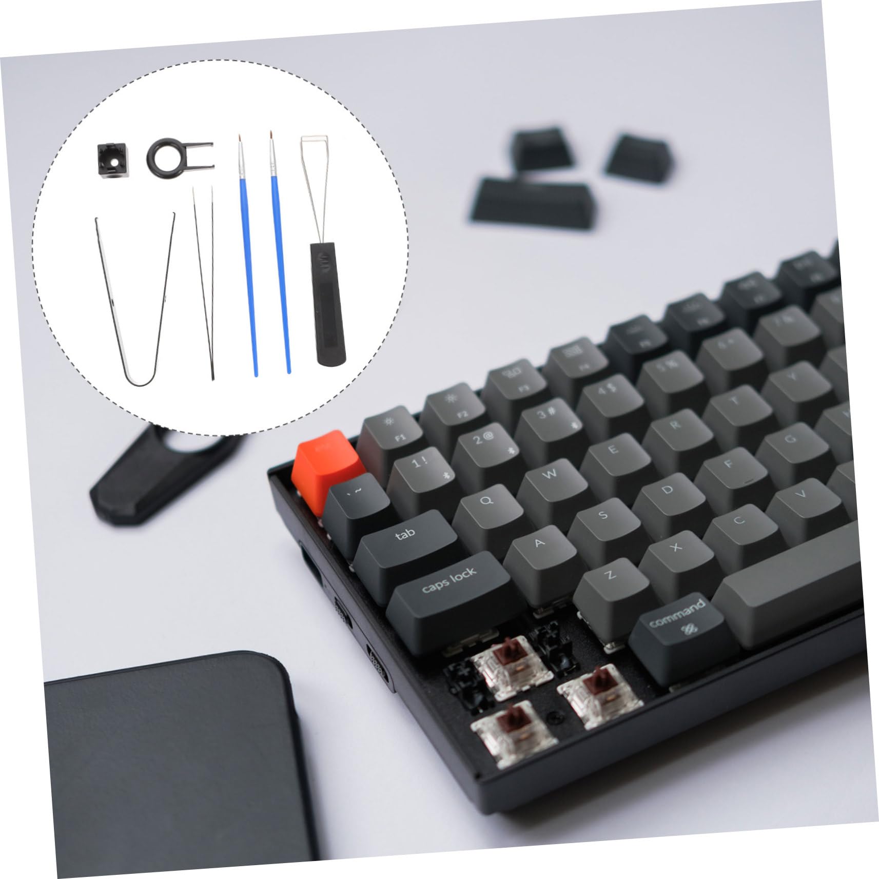 PartyKindom 3sets Strumenti Per Pulizia e Manutenzione Tastiera Meccanica Kit Completo Con Estrattore Spazzola e Pinzette Per Accessori Tastiere Per Appassionati Di Tastiere e