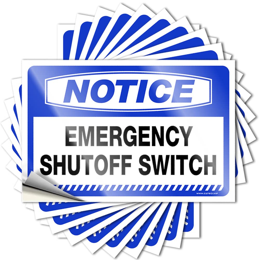 Notice Emergency Shutoff Switch Crazy Lettering Sticker | Indie Decor Waterproof Vinyl Window Football Removable Decal Peel Stick(8X12CM)