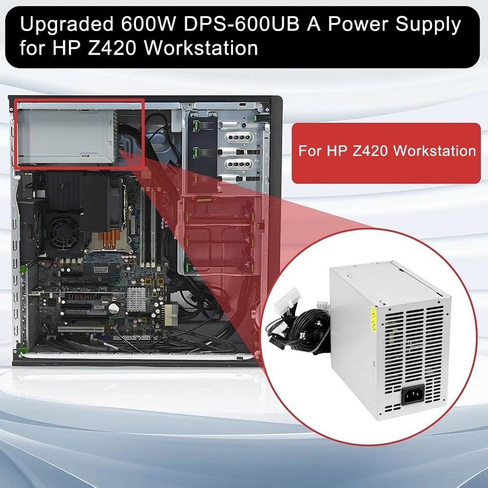 Pour HP Z420 DPS-600UB A Alimentation 600 W prenant en charge le fonctionnement continu pour les tâches de rendu de conception et de traitement des données
