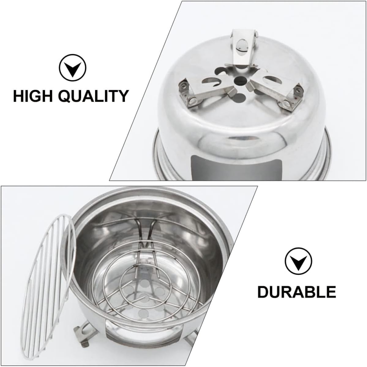 Portable Stainless Steel BBQ Stove for Camping Mini Round Grill Tripod Design for Outdoor Cooking and Campfire Use