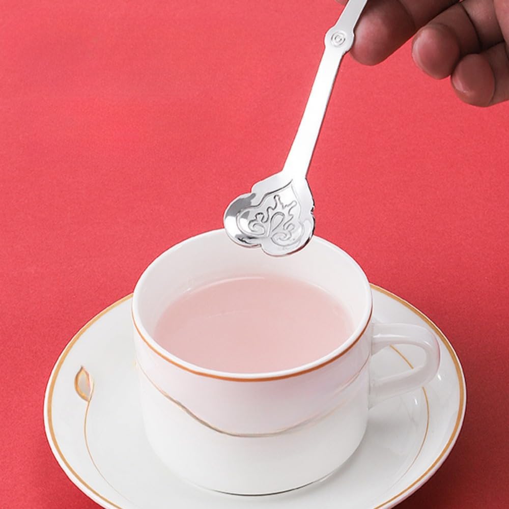 (7 Pieces) Stainless Steel Spoon Chinese Style Spoon Titanium Plated Ice Cream Dessert Coffee Spoon Tableware Classical