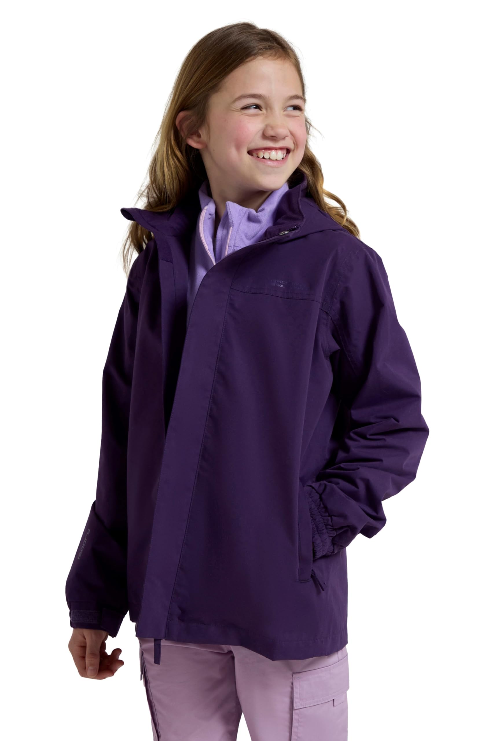 Mountain Warehouse Solar Kids Unisex Waterproof Jacket - Rip Stop Fabric, Taped Seams Adjustable Cuffs, Adjustable Hood, Boys & Girls - Spring Summer, Outdoors Berry 5-6y