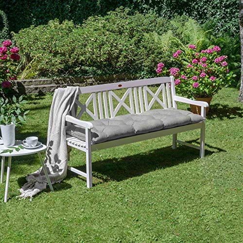 Beautissu Bankauflage Flair BK - Sitzkissen für Gartenbank - Polster Auflage Outdoor - Bankpolster Auflage für Sitzbank & Hollywoodschaukel - ca. 100x50x10 cm - Hellgrau