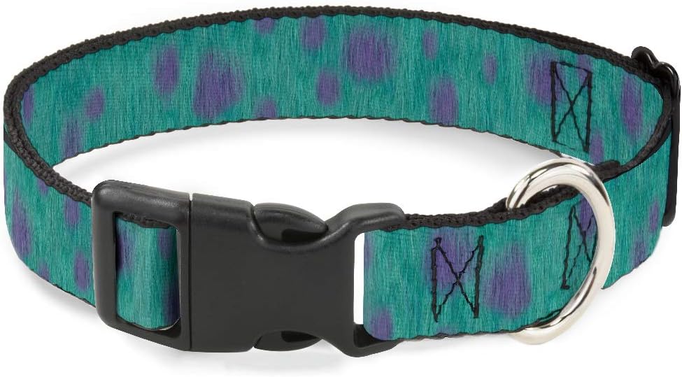 Buckle-Down Dog Collar Plastic Clip Monsters Inc Sulley Bounding Spots Blue Purple 16 to 23 Inches 1.5 Inch Wide