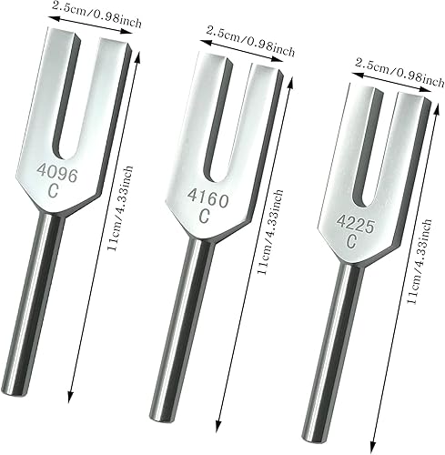 Miniatura 2 de Juego de diapasones de ángel 4096 Hz 4160 Hz 4225 Hz para limpieza de cristales, sintonizadores de ángel, martillo de madera y bolsa de terciopelo,