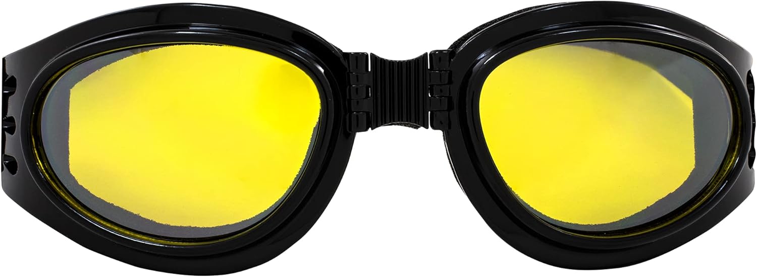 Global Vision 3 Burning Man Motorcycle Goggles That Fold for Easy Storage Clear Smoked Yellow Mirrored Burning Man