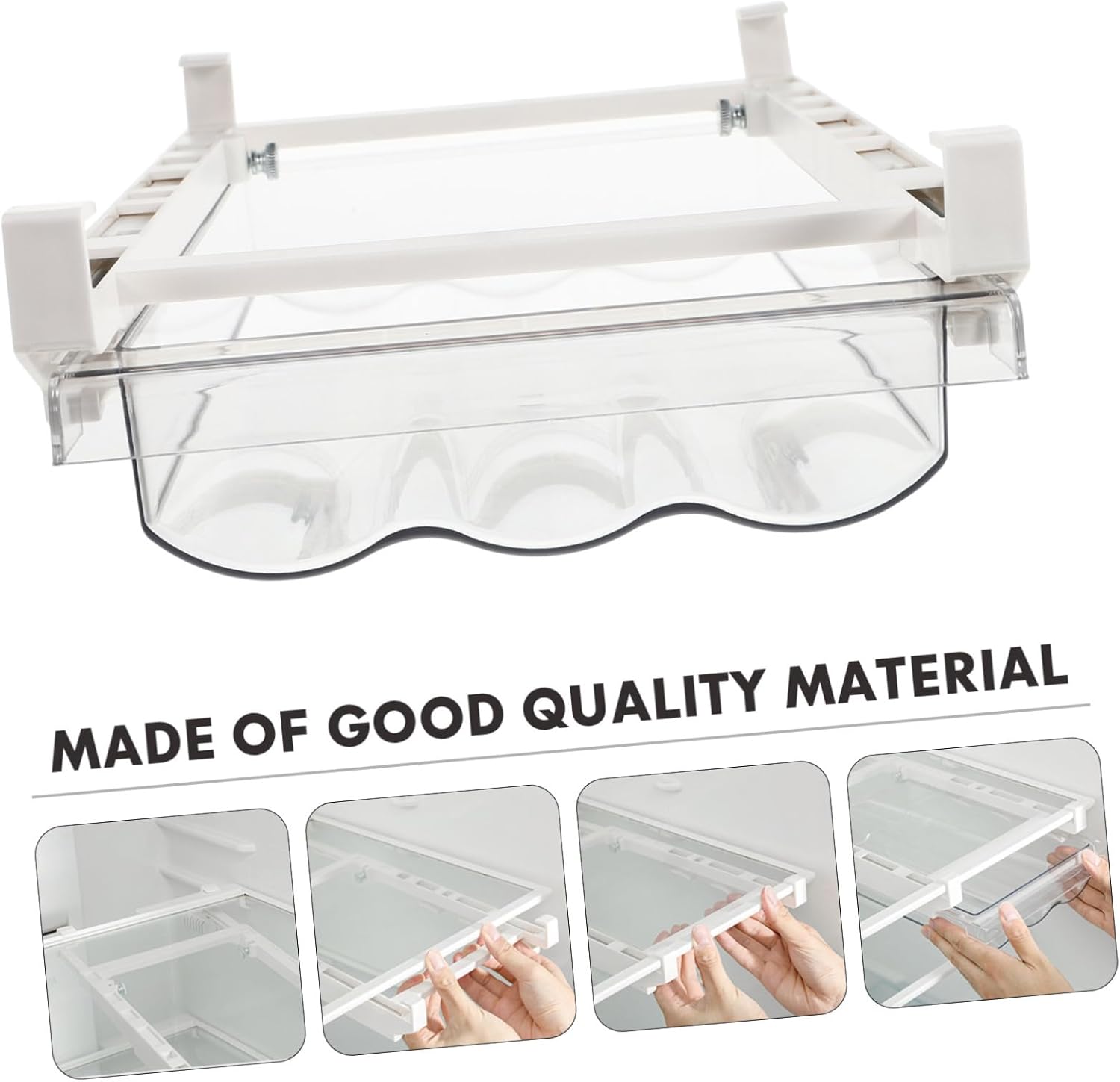 BESTYASH 1Pc Large Capacity Egg Storage Box Drawer Type Egg Holder for Refrigerator Stylish White Egg Container with Slide Design Easy Access Organizer for Kitchen Use