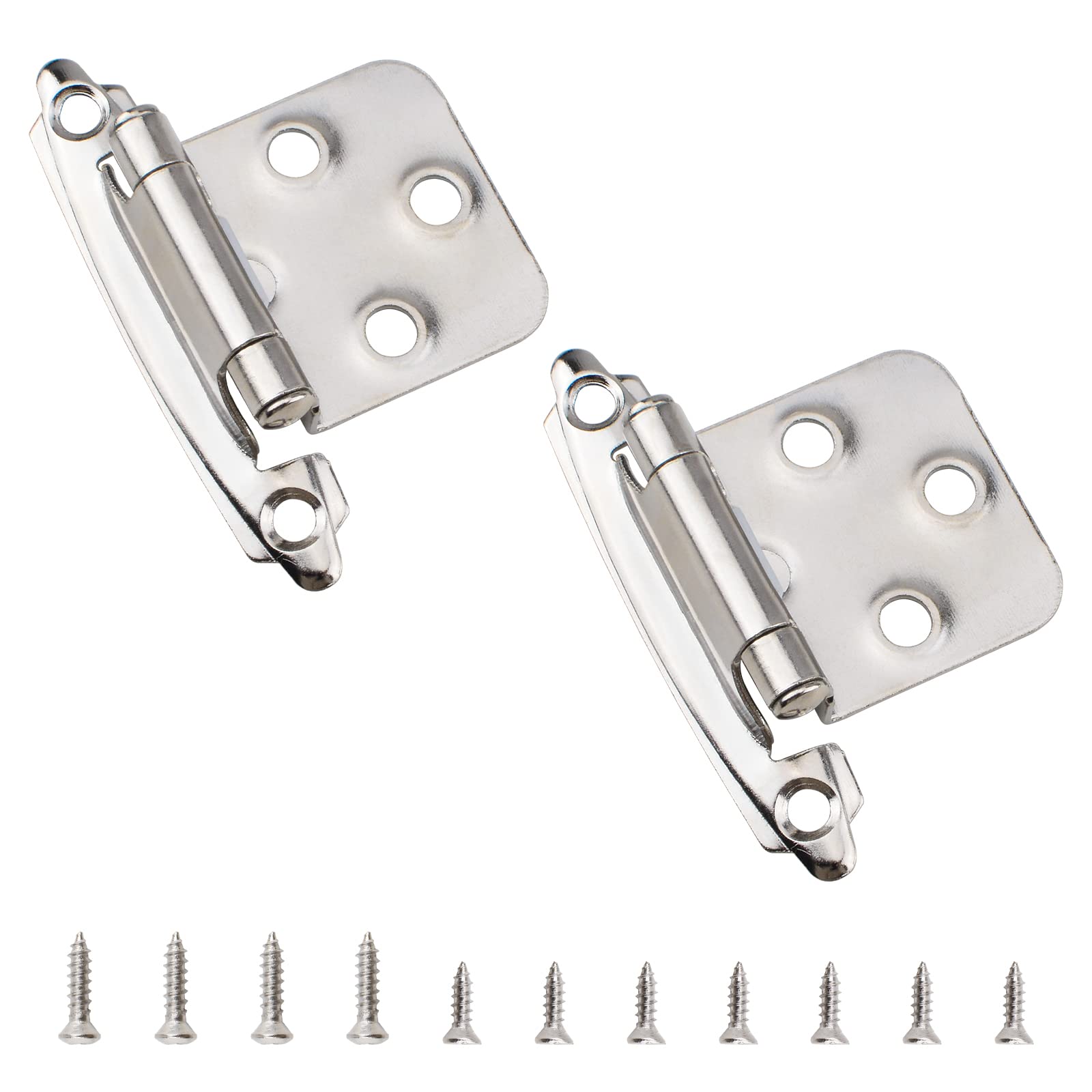 Increway Silver Tone Overlay Cabinet Hinge - Concealed Wardrobe Door Hinge For Kitchen Cabinet Doors (Silver)