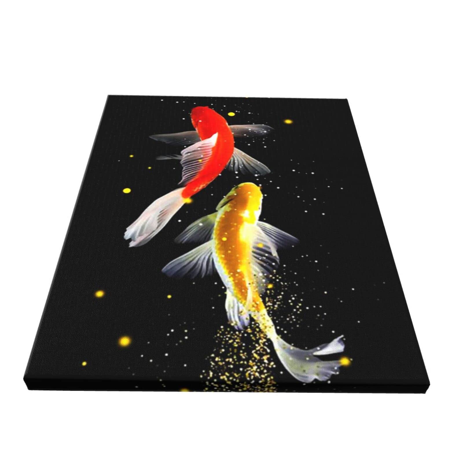 Amazon.co.jp: DBLELE ポスター アートパネル 金色の赤い鯉の絵