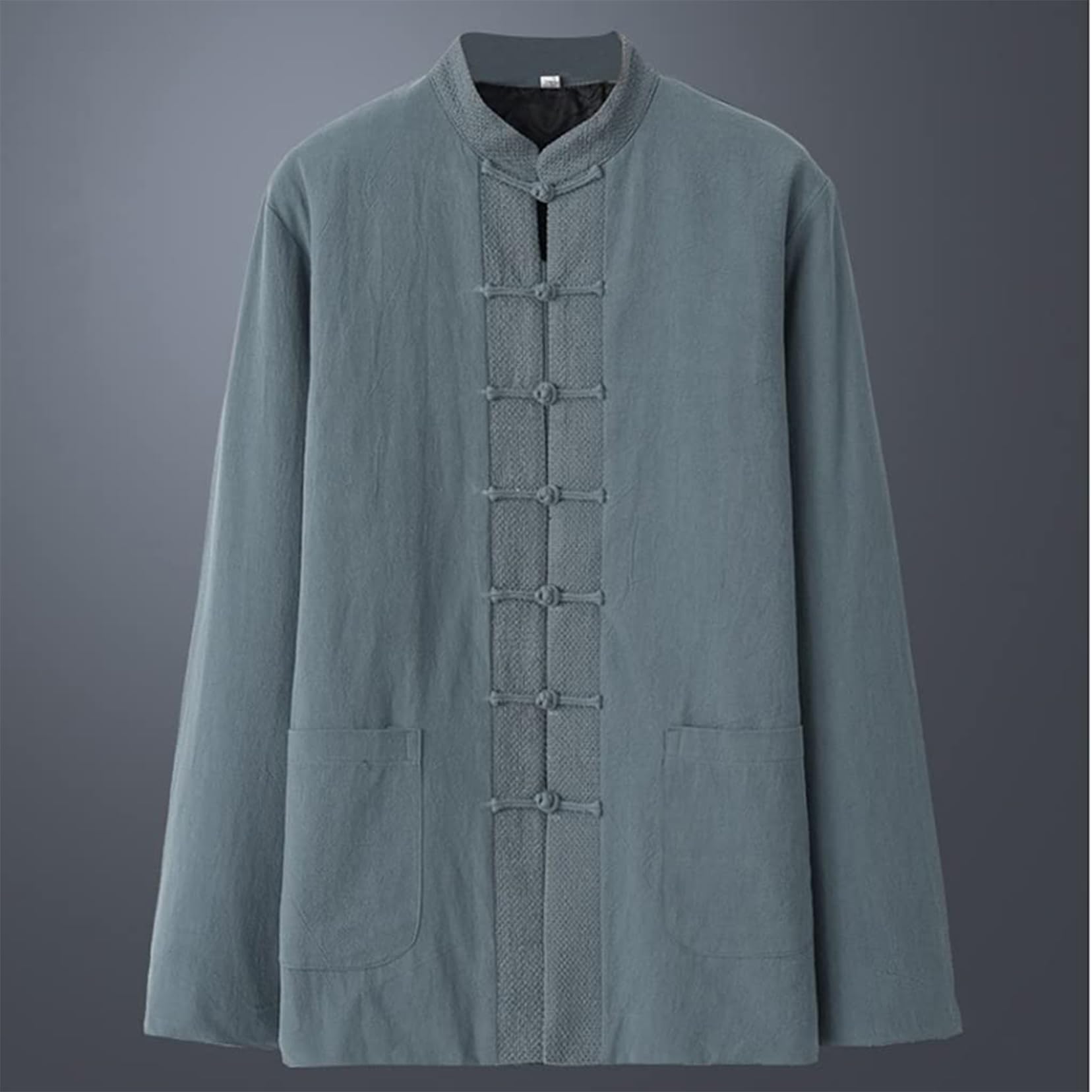 Traje Tang, Traje de invierno for hombre, chaquetas gruesas, abrigos de algodón, uniforme cálido de tai chi, ropa tradicional china de kung fu, camisa(Blue_XXL)