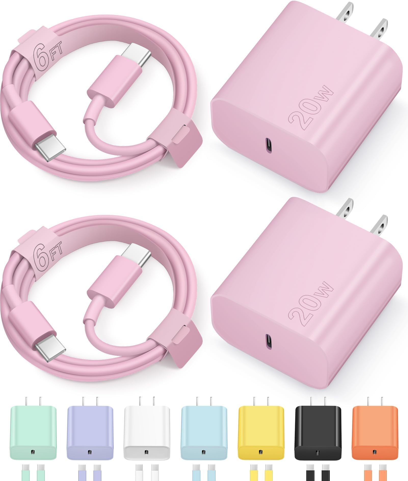 Novobit iPhone Charger, Fast Charging USB Type C ,Charge Block for iPhone 16,16 Plus, 16 Pro Max, 15, 15 Pro Max, iPad Pro/AirPods , Pink