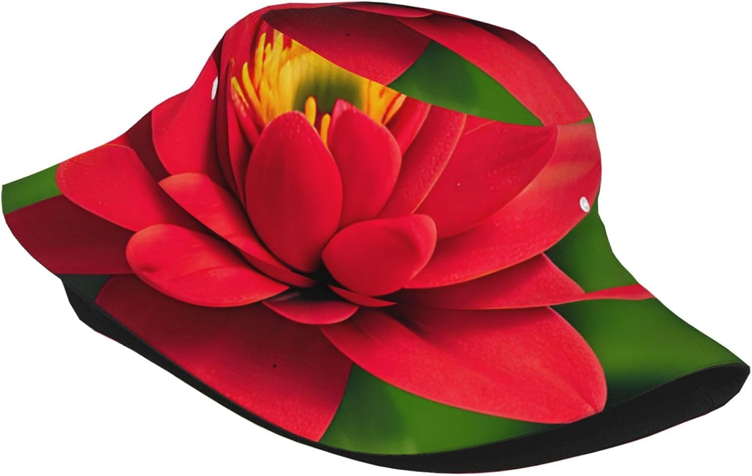 Red Beautiful Flower Print Sun Hat Outdoor Fisherman Cap Summer Bucket Hat Beach for Men Women