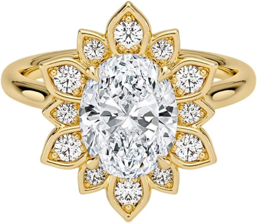 2-4 CT Moissanite Cluster Engagement Ring Halo Anniversary Ring Promise Gifts 925 Sterling Silver, 10K/14K/18K Solid Gold