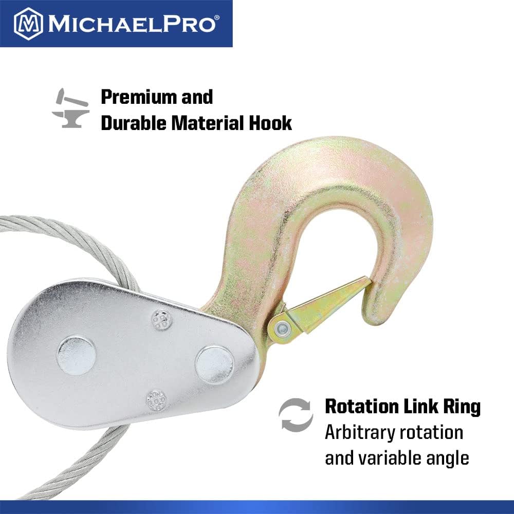 MichaelPro MP009089 4-Ton Power Hand Winch Puller | Double Gear Winch Puller for Automotive, Construction, Farm, Ranch, Fences Uses