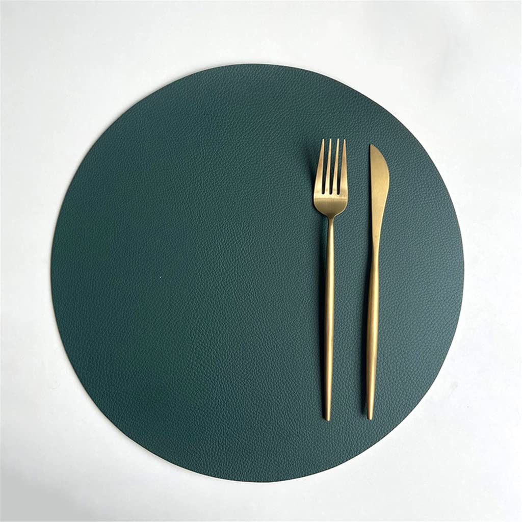 4pcs Napperon Rond en Cuir Ménage Tapis de Couleur Unie Décoration de Bureau pour Table à Manger (Color : A) HGCHH