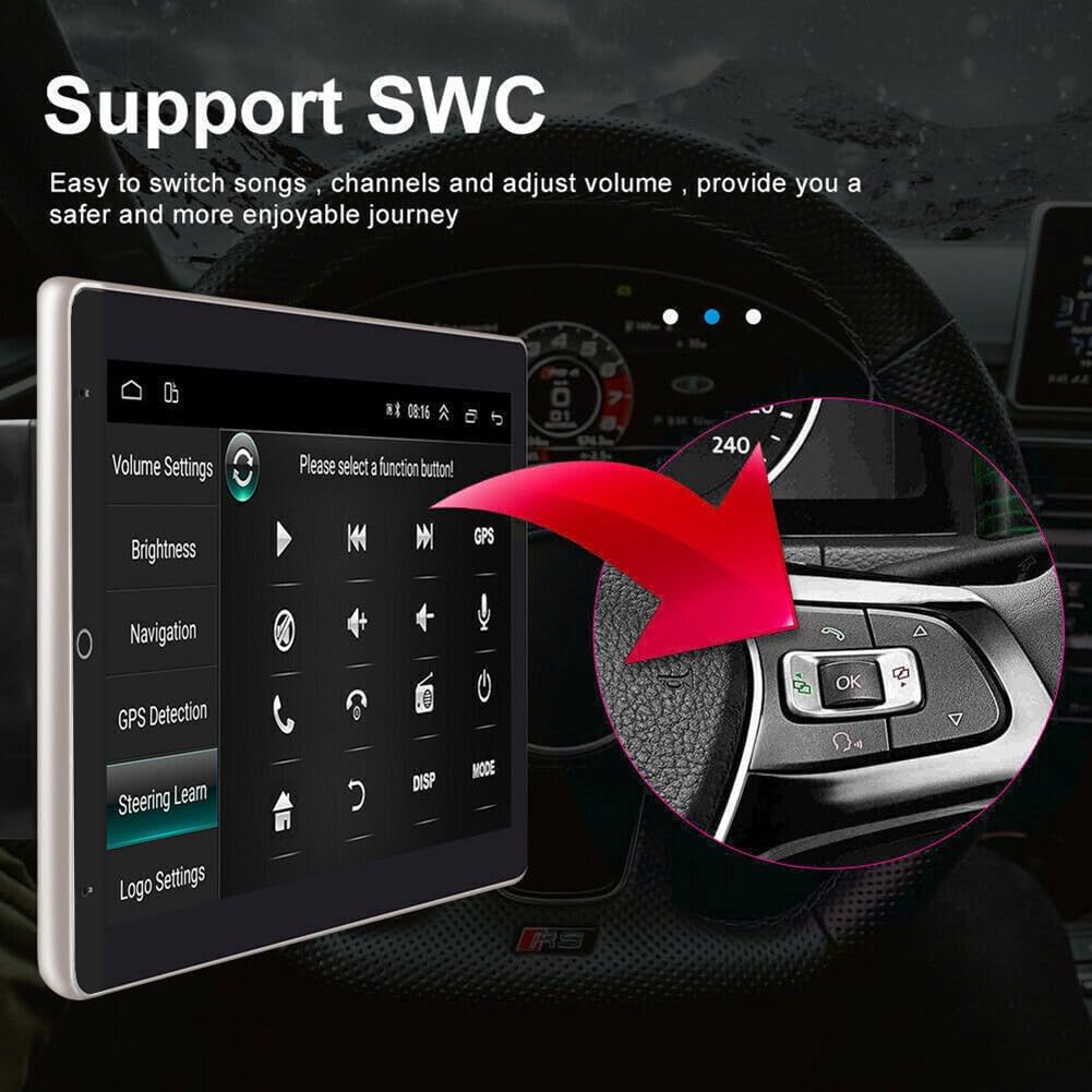 10" Android 15 Rotatable 2DIN Car Stereo Radio Carplay GPS WiFi BT FM RDS CAM (2+64GB)