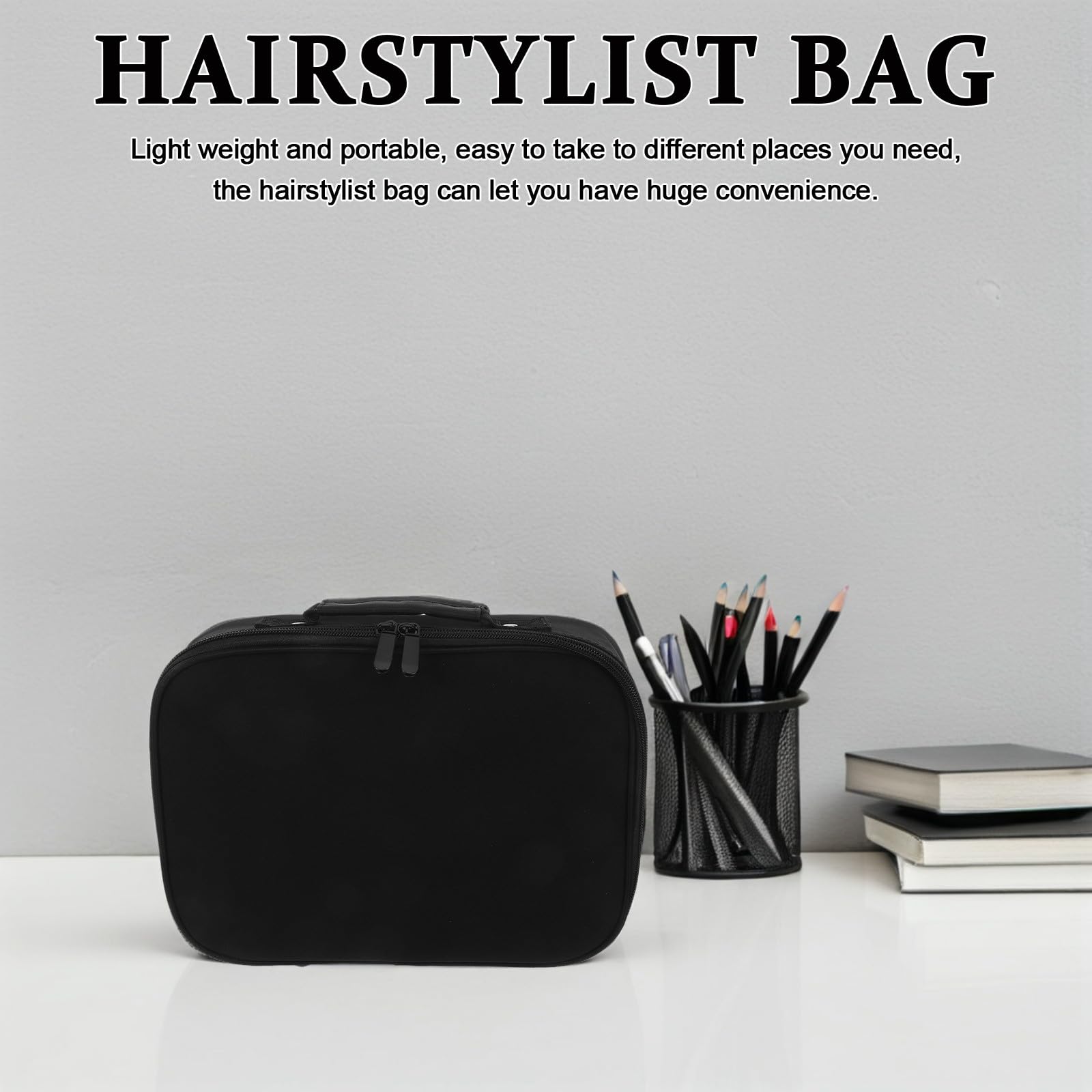 Große Friseurtasche für Friseurscheren und Werkzeuge, Schwarz