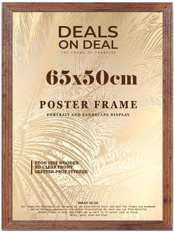 DEALS ON DEAL Modern Flat Profile Rustic 65X50 cm Handcrafted Shatter-Proof Perspex Eton Wooden for Gallery Jigsaw Puzzle Poster Frames Vertical & Horizontal