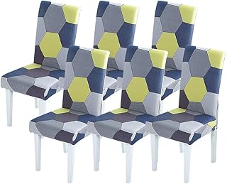 ShawFly Fundas elásticas para sillas de comedor de Navidad, modernas y elásticas, para sillas, desmontables, lavables, para hotel, restaurante, boda, comedor, banquetes (azul, 6)