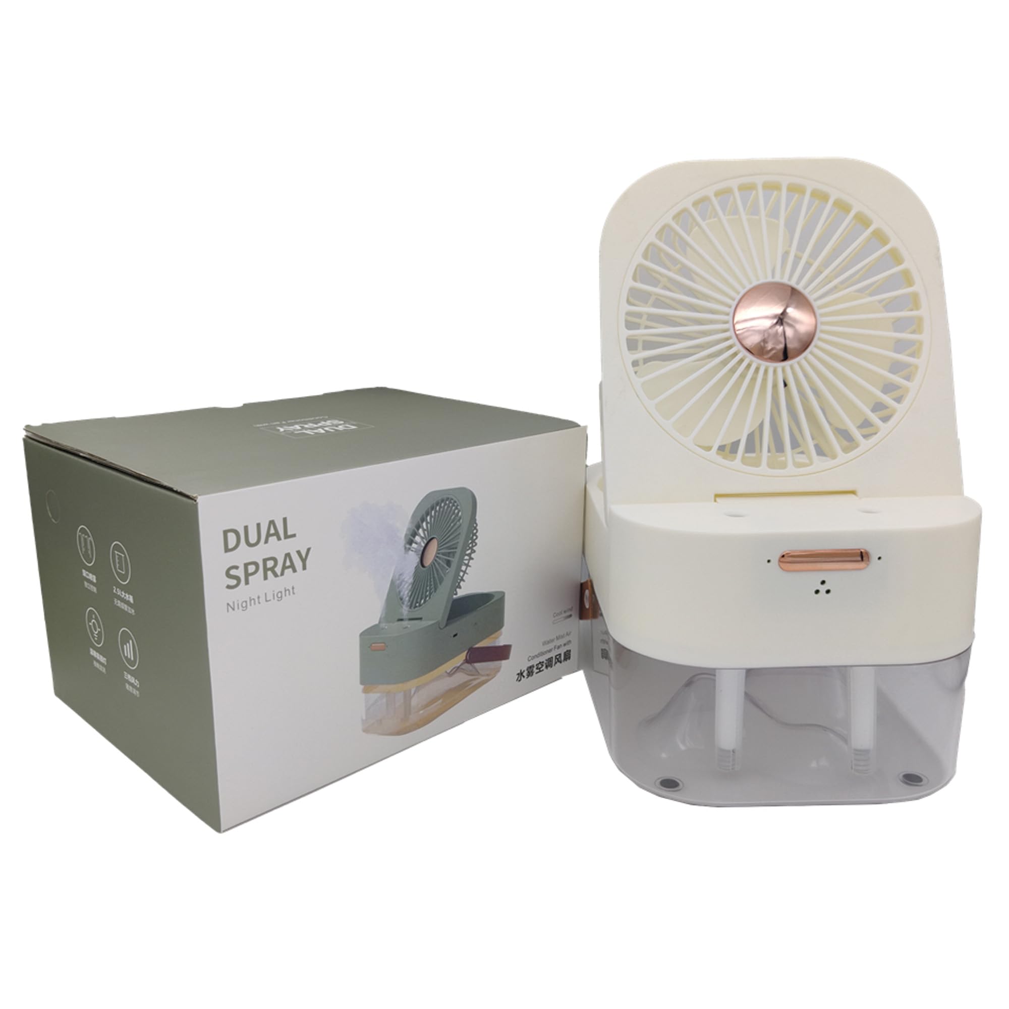Air Cooler Fan | Dual Spray Humidifier | Mini Portable Water Mist Air Conditioner | Instant Cooling Fan | Foldable Desk With 3 Fan Speeds | Quiet | Office | Shop | Home | Dorm | Travel-image-36