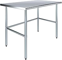 Vista 7 de Mesa de trabajo de acero inoxidable de base abierta de 20 x 20 pulgadas, mesa de trabajo comercial compacta certificada NSF con patas galvanizadas