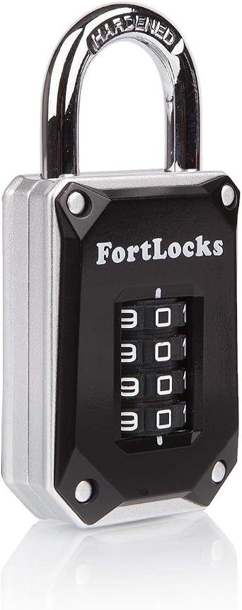 New FortLocks Combination Lock - 4 Digit Padlock for School & Gym Locker, Outdoor, Fence, Hasp, Storage, Case, Toolbox & Shed - Resettable All Weather 1 & 2 Pack
