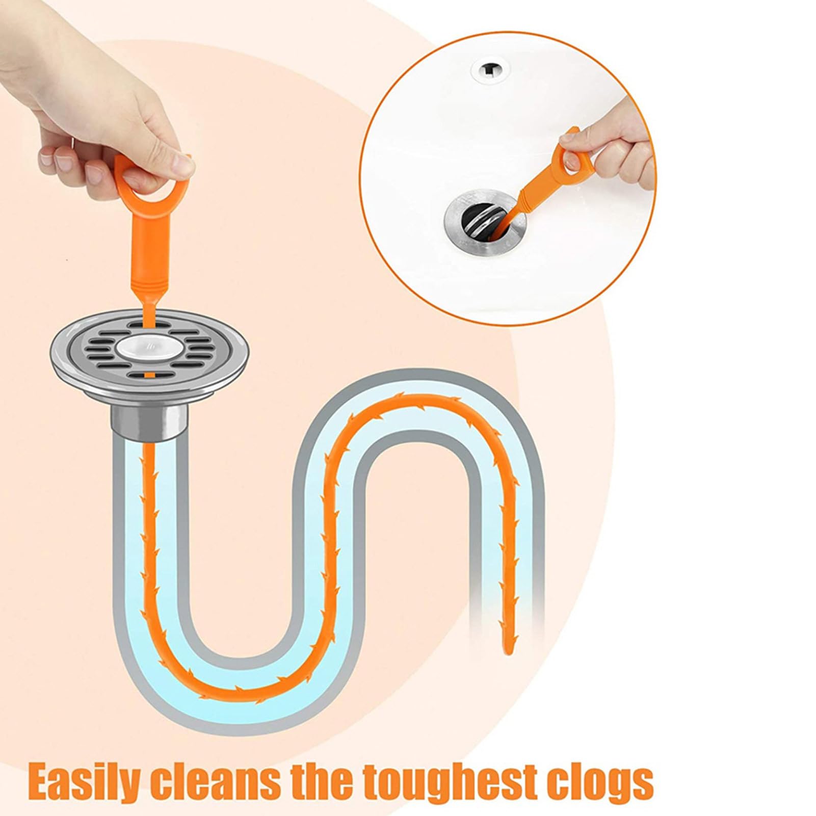 6 Piezas Desatascador Tuberias, Desatascador De Desagües En Espiral, Desbloqueador Fregadero Flexible, Cepillo De Limpieza para Desagüe, para Cocina, Inodoro Y Desagüe Baño