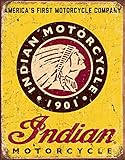 Tin Sign Retro Indian Motorcycle Retro Character Fun Poster Metal Wall Decoration Family Club Bar People Cave Wall 8x12 Inches
