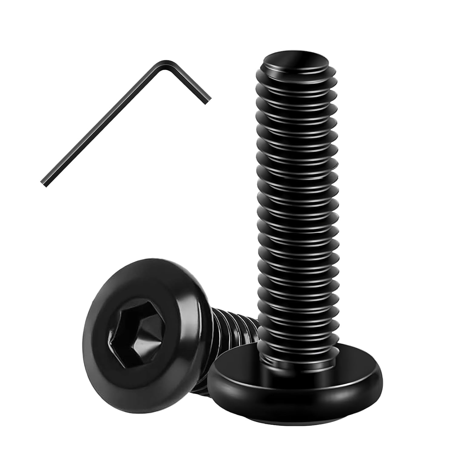 Matuja 5/16-18 x 1-1/2" Flat Head Hex Socket Bolts Screws,304 Stainless Steel,Black Oxide Finish,Fully Threaded Bright Furniture with Hex Key(50 Pcs)