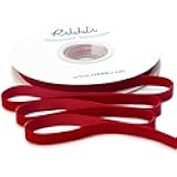 Ribbli Polyester Dark Red Velvet Ribbon,3/8 Inches Continuous10-Yard Spool,Christmas Ribbon for Gift Wrapping,Floral Bouquets, Home Decor