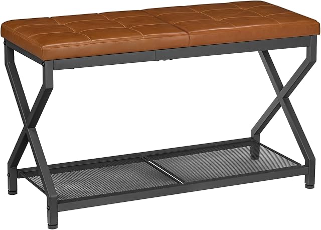 HOOBRO Tufted PU Leather Cushion Entryway Bench