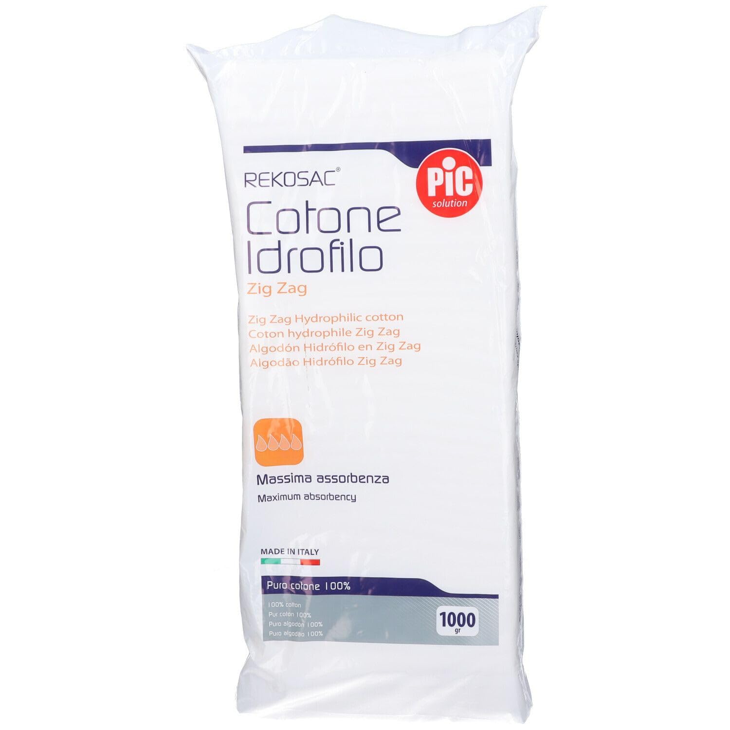 Pic Solution Rekosac Rouleau de Coton Zigzag 1000 g 1000 Unités