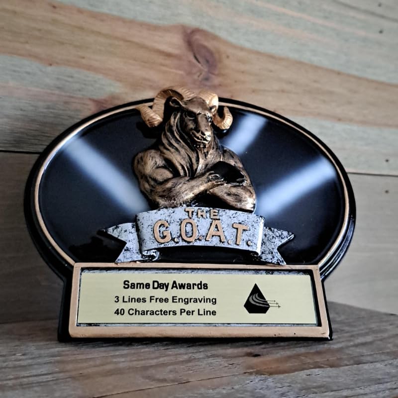 Same Day Awards Burst Thru Goat (Greatest of All Time) Trophy or Plaque - Engraving Included (Goat)