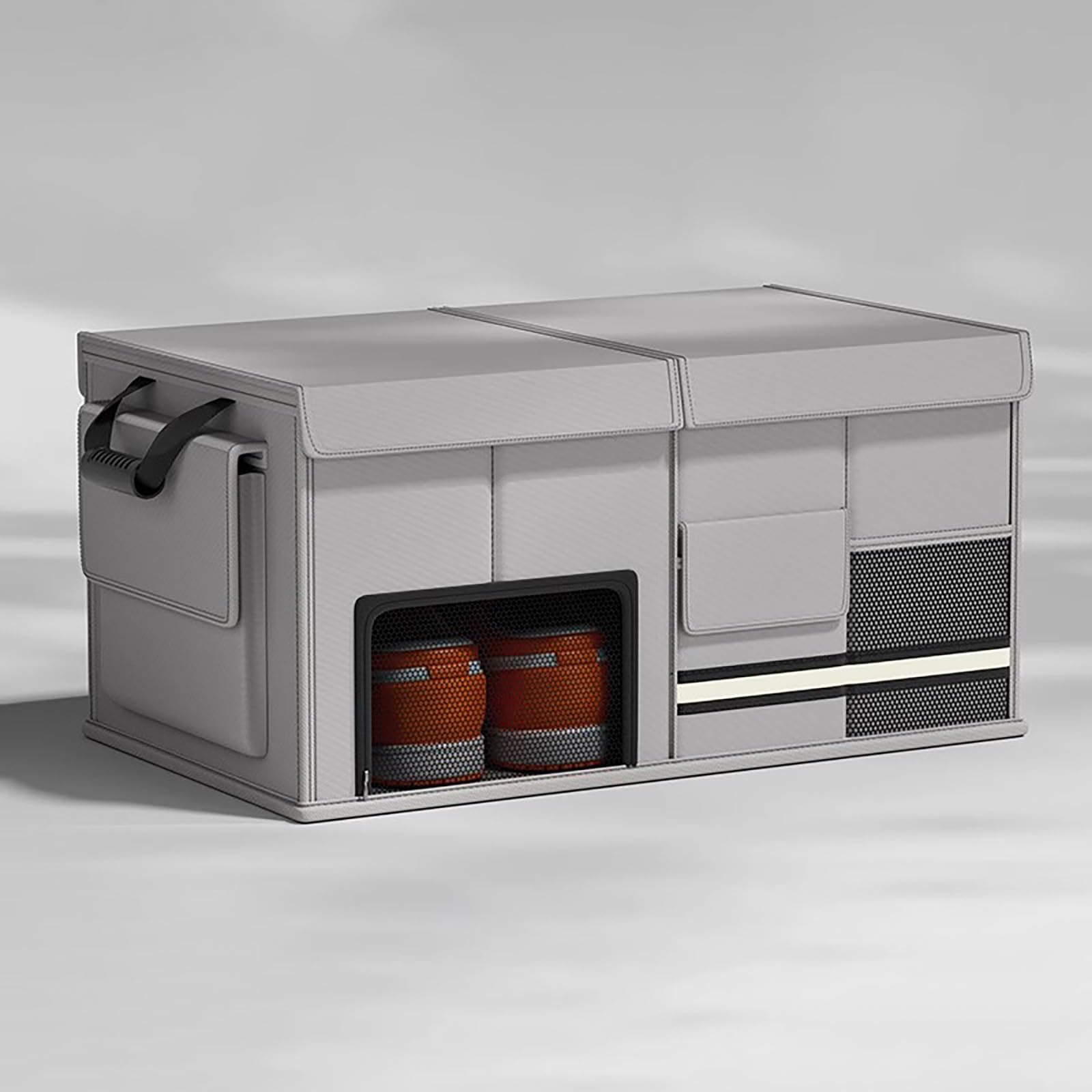 Organizador de maletero plegable con bolsa de carga impermeable, asas reforzadas para un almacenamiento eficiente, ideal para viajes y uso utilitario