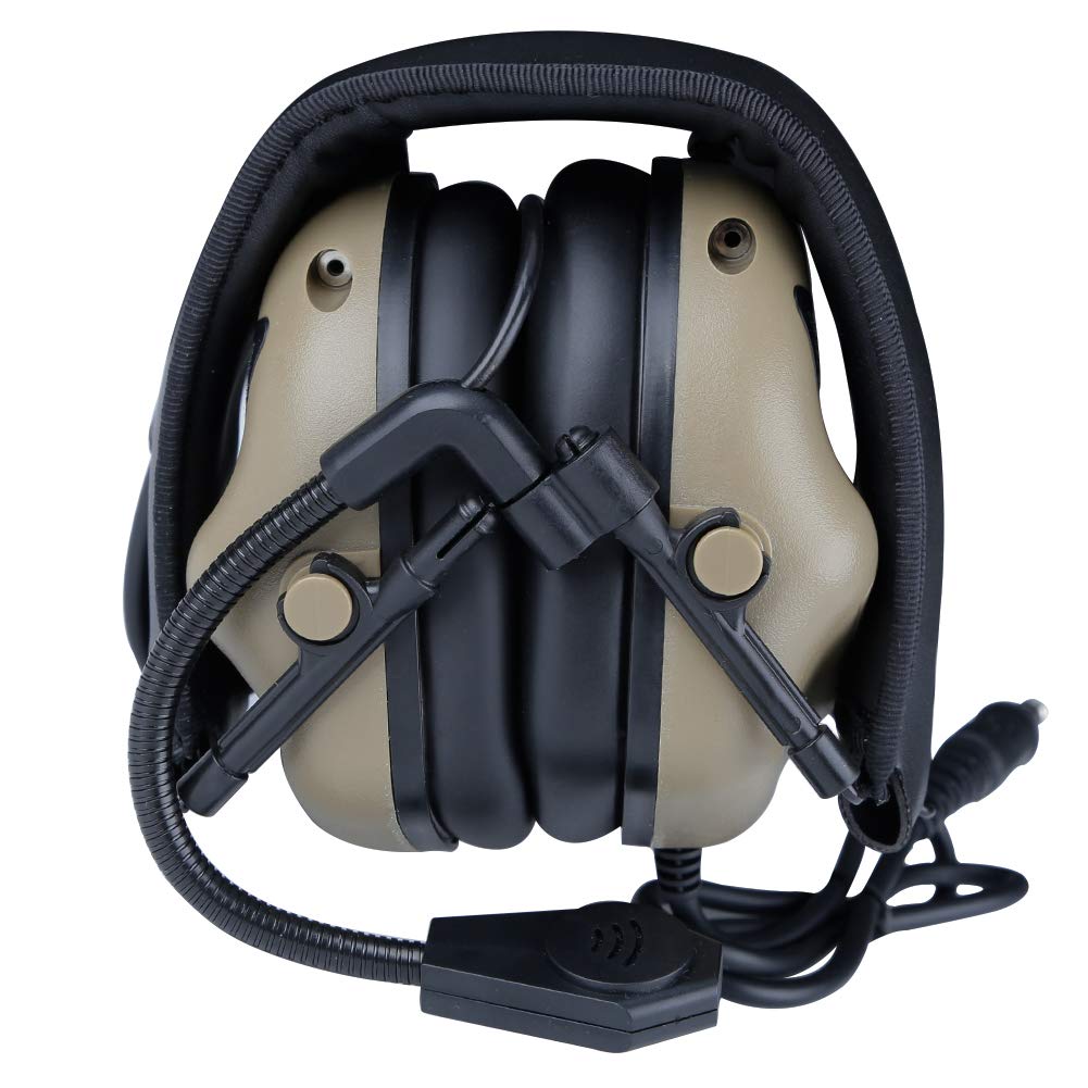 Auriculares tácticos Disparo electrónico Protección auditiva NRR 21 dB Amplificación de Sonido Reducción de Ruido Orejeras Caza Caza Defensor de Orejas con micrófono Desmontable