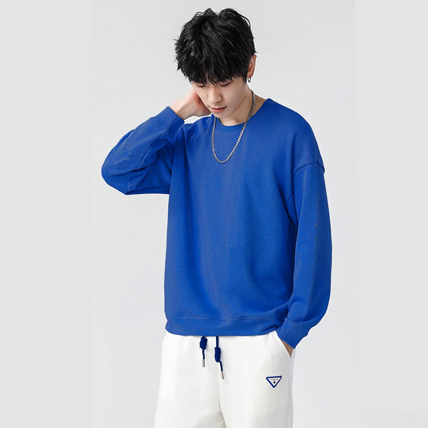 Kiench Boys' Crewneck Sweatshirt Cotton Pullover Shirts Plain 2-Pack