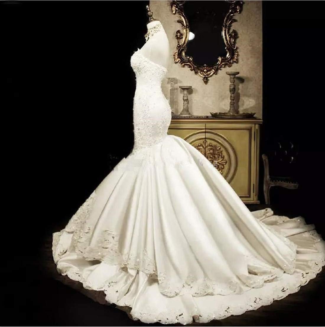 Aries Tuttle Retro Mermaid White/Ivory Wedding Dress Lace Satin Bridal Gown Corset