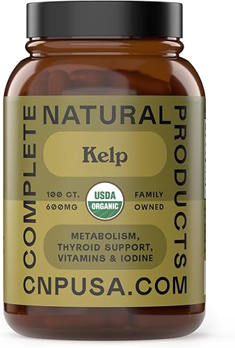 Suplemento en polvo de algas marinas crudas – Cápsulas de 600 mg 100 píldoras en polvo de algas marinas crudas y suplemento de apoyo para la tiroides