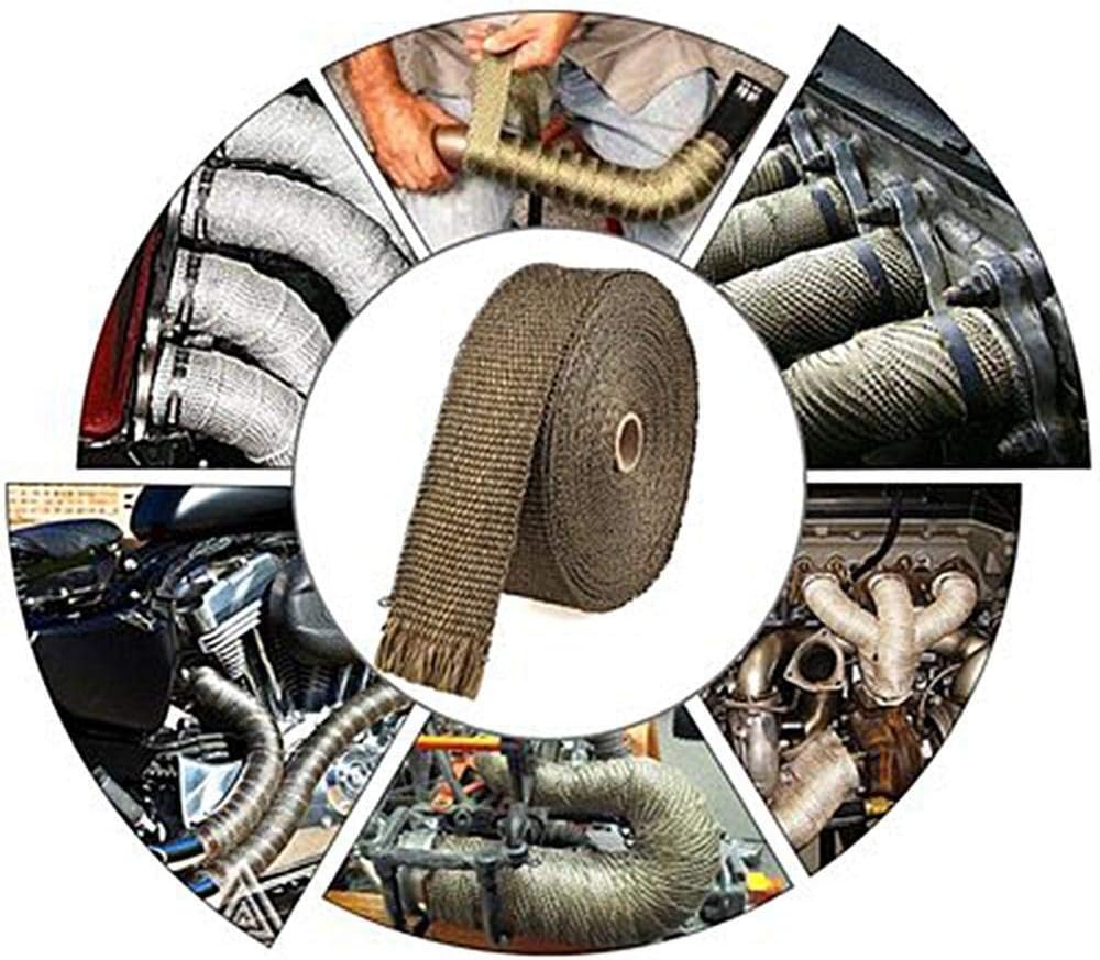 2.5cm*5M Motorcycle Exhaust Heat Shield Thermal Exhaust Tape Heat Wrap Fiberglass with Stainless Ties for Motocross(2.5cmx5m Black)