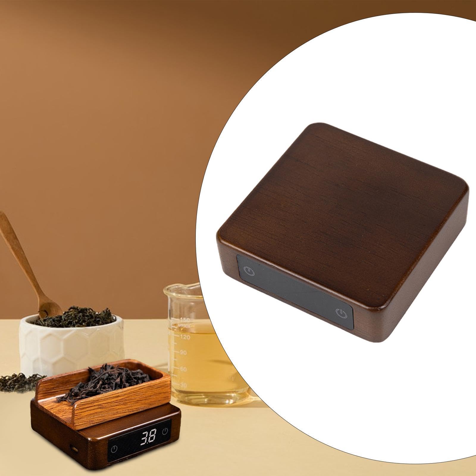 Qianly Digital de Bolsillo, Minibalanza de Madera de 500 G/0,1 G, Electrónica Portátil de Alta Precisión, para Alimentos, Par, Marrón Oscuro, Individual