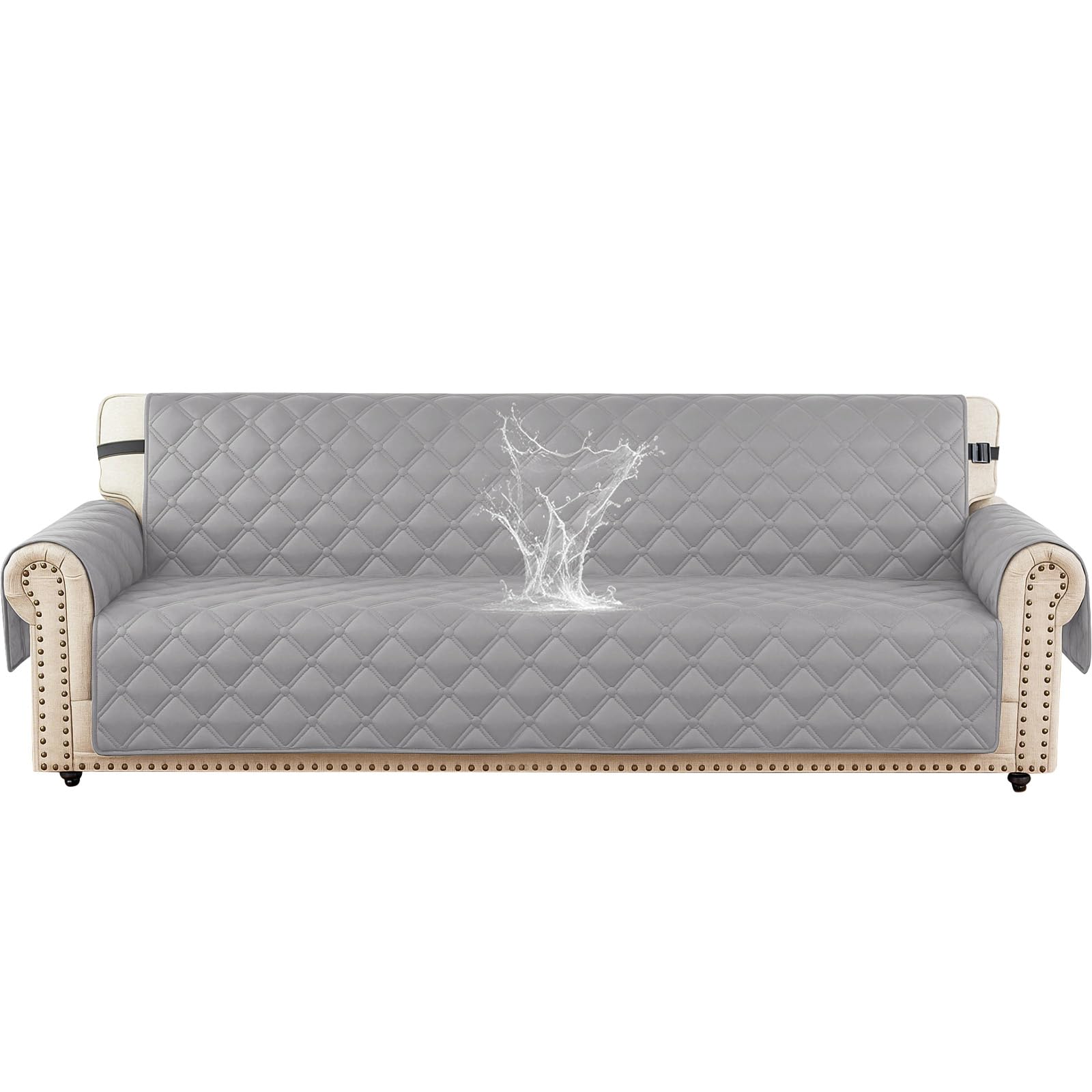 Ystyle Impermeable Funda Sofá 4 Plazas con Reposabrazos, Funda Sofa Anti Gatos y Perro Mascotas Verano, Universal Sofa Cover Antideslizante Antimanchas Lavable, Gris Claro Global Recycled Standard Global Recycled Standard Global Recycled Standard