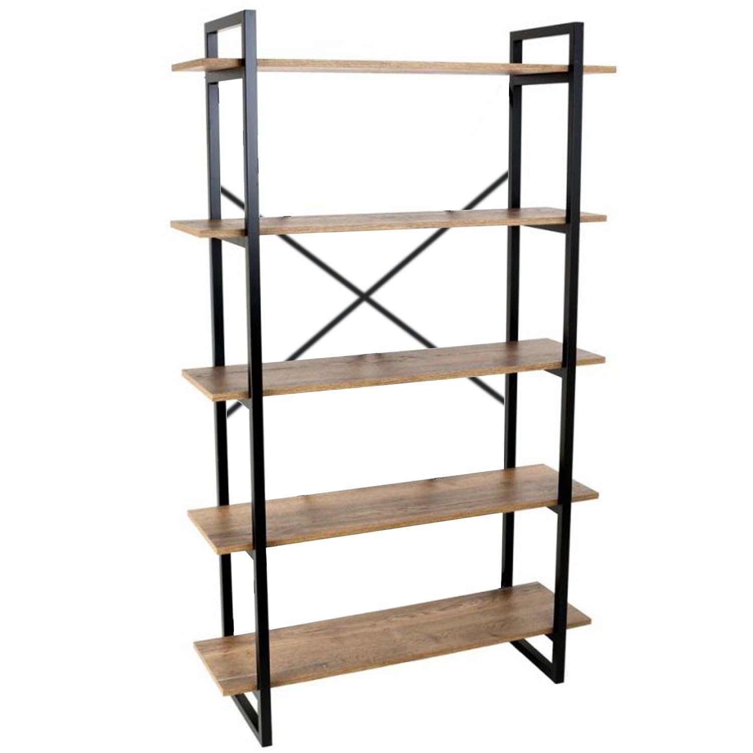 Étagère de sol en métal noir 5 étagères pour rangement intérieur DRW