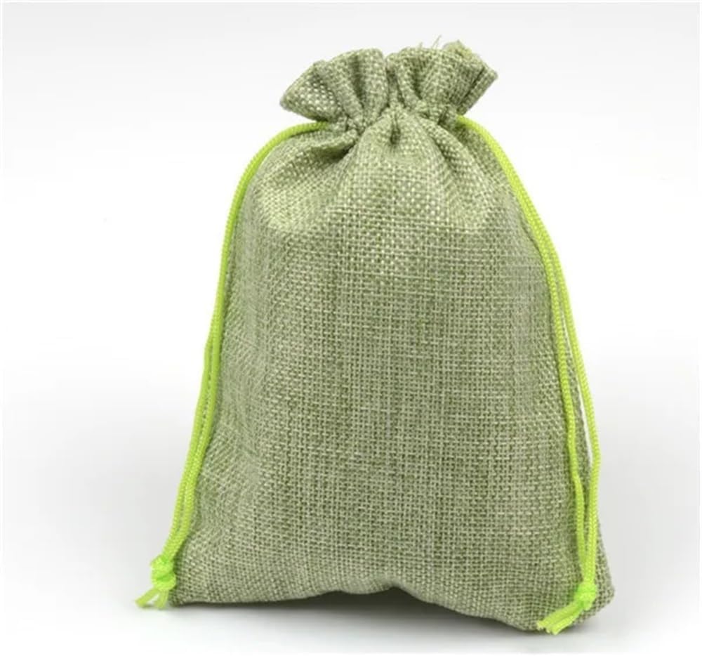 GIOTEL 9x12cm Linen Pockets Linen Drawstring Bags Suitable For Wedding Birthday Christmas Gift Pouch Bag Jade Stationery Tea Storage Bag Supplies(Light green)