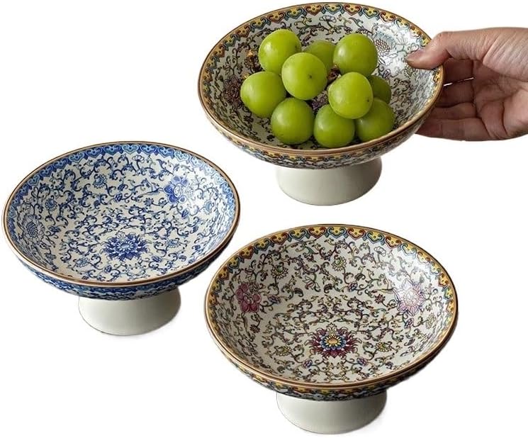 Ceramic High Legged Fruit Platter Home Snack Tea Dim Sum Plates