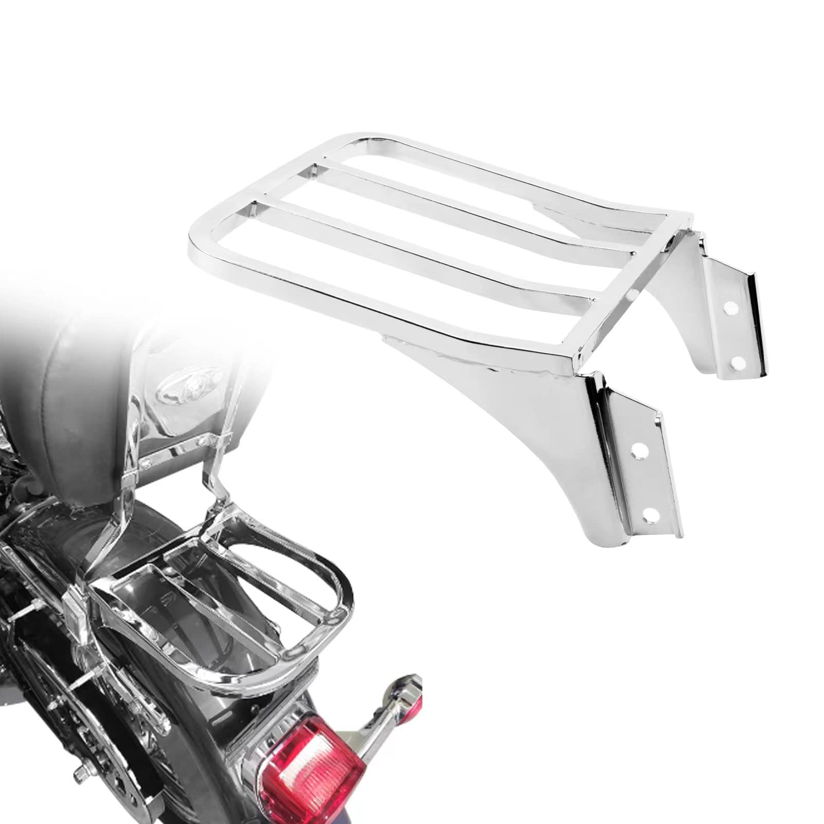 Chrome Sissy Bar Backrest Luggage Rack Detachable Compatible with Harley Sportster XL 883 1200 2004-2018 Softail FLSTF FLST FLSTC FLSTSC 2006-2018