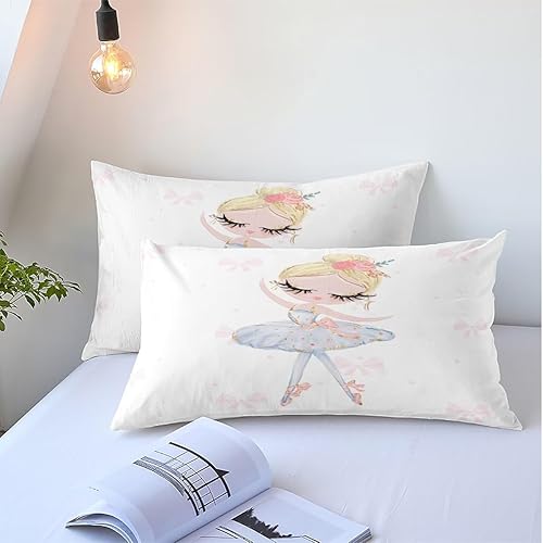 Miniatura 4 de XIUSEE Juego de edredón blanco de ballet para niña, tamaño individual, juego de edredón de dibujos animados para niños y adolescentes, juego de ropa