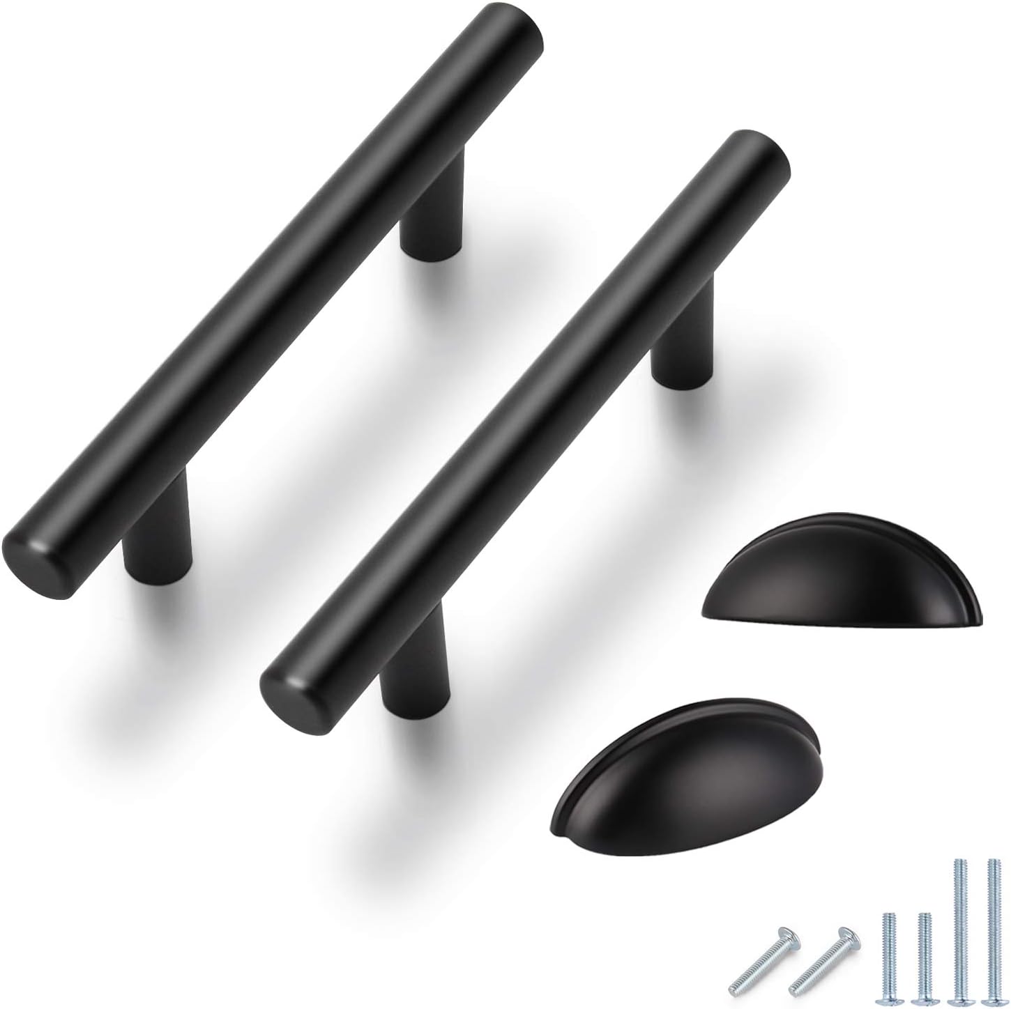 Probrico 50 Pack 3 inch Matte Black Pulls & 12 Pack 3 inch Flat