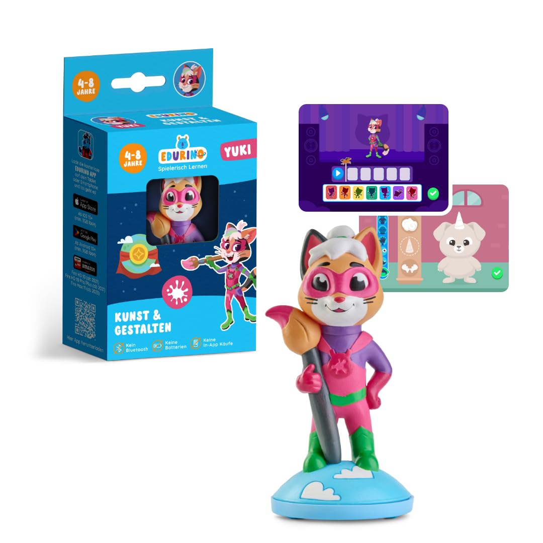Edurino Figur Yuki Kunst & Gestalten ab 4 Jahren inkl. App | Innovatives & digitales Lernspiel | Kreativer Ausdruck | Digitale Werkzeuge | Animation | Kreative Achtsamkeit